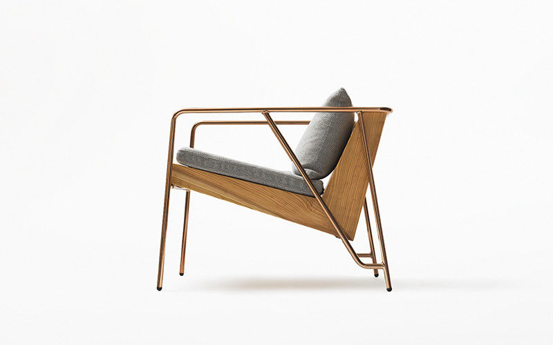 
【FIL】ラウンジチェア MASS Series Lounge Chair -Natural Wood & Copper Frame-
