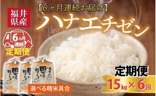 【先行予約】【令和8年産・新米】定期便 ≪6ヶ月連続お届け≫ ハナエチゼン15kg×6回 計90kg ～本原農園からまごころコメて～（白米）【2026年9月上旬以降順次発送予定】 [N-8904_01]