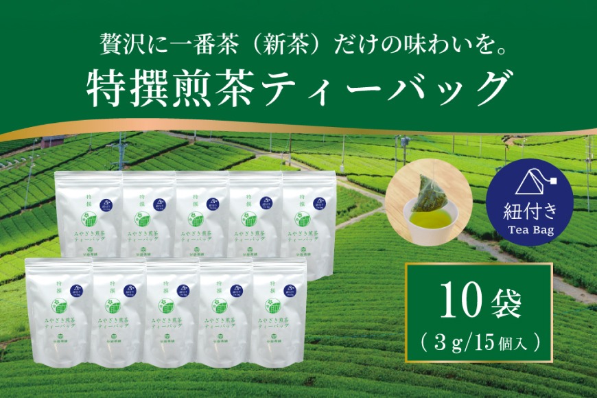 お茶 ティーバッグ 特撰 みやざき煎茶 紐付き 10袋 セット [谷岩茶舗 宮崎県 日向市 452061626] ティーパック 茶 茶葉 緑茶 新茶 お茶の葉