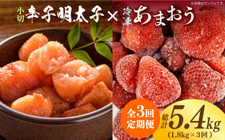 【全3回定期便】【訳あり】辛子明太子 小切1kg（100g×10p）＆ あまおう セット1.8kg《築上町》【株式会社MEAT PLUS】 明太子 [ABBP109] 49000円 4万9千円 明太子 明太子 明太子 明太子 明太子