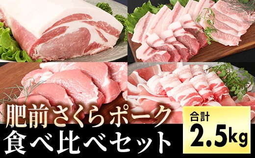 ブランド豚【肥前さくらポーク】食べ比べセット2.5kg ／ ふるさと納税 しゃぶしゃぶ 焼肉 焼き肉 ポーク 豚トロ・肩ロース・バラ モモ ヒレ 国産 豚肉 佐賀 佐賀県 大町町 冷凍 ギフト 贈り物 送料無料