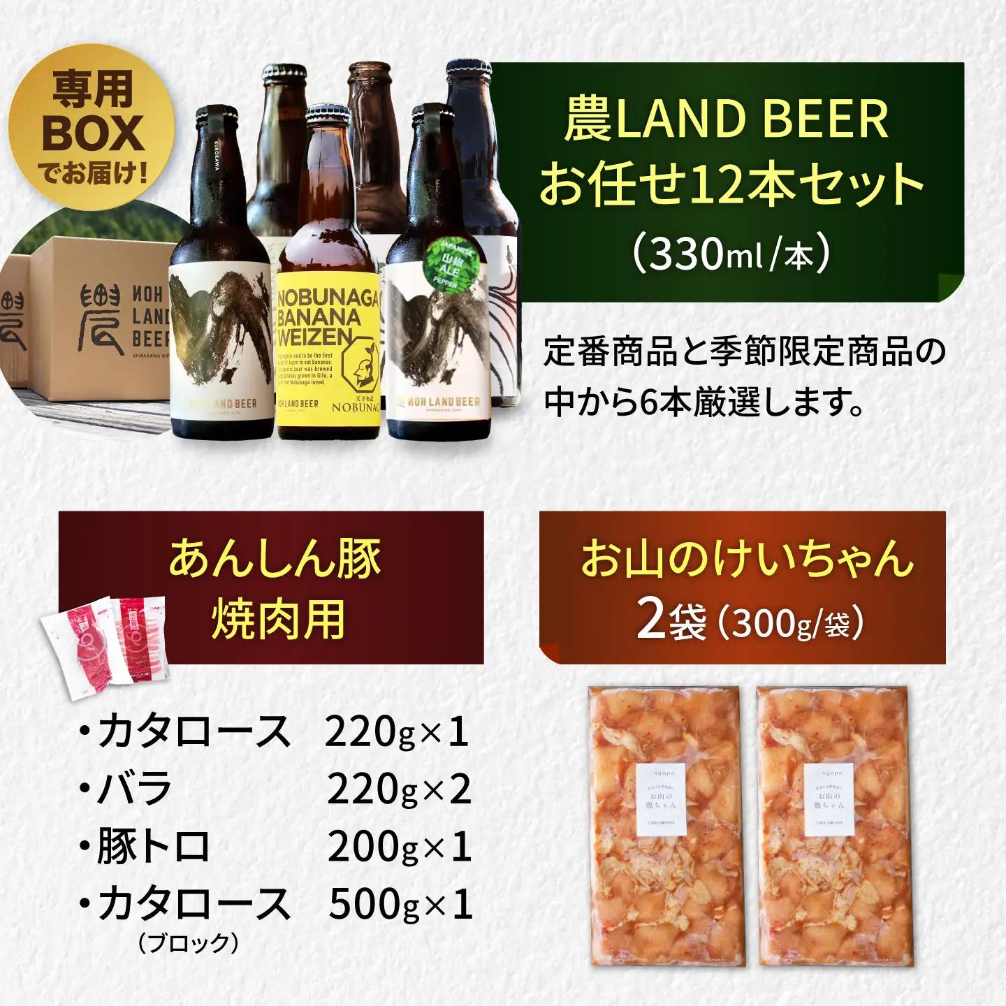 あんしん豚・鶏ちゃん 焼肉・BBQセット＆おまかせ農LANDBEERペアリングセット (4人～6人用)Sunpo[AWBC032]