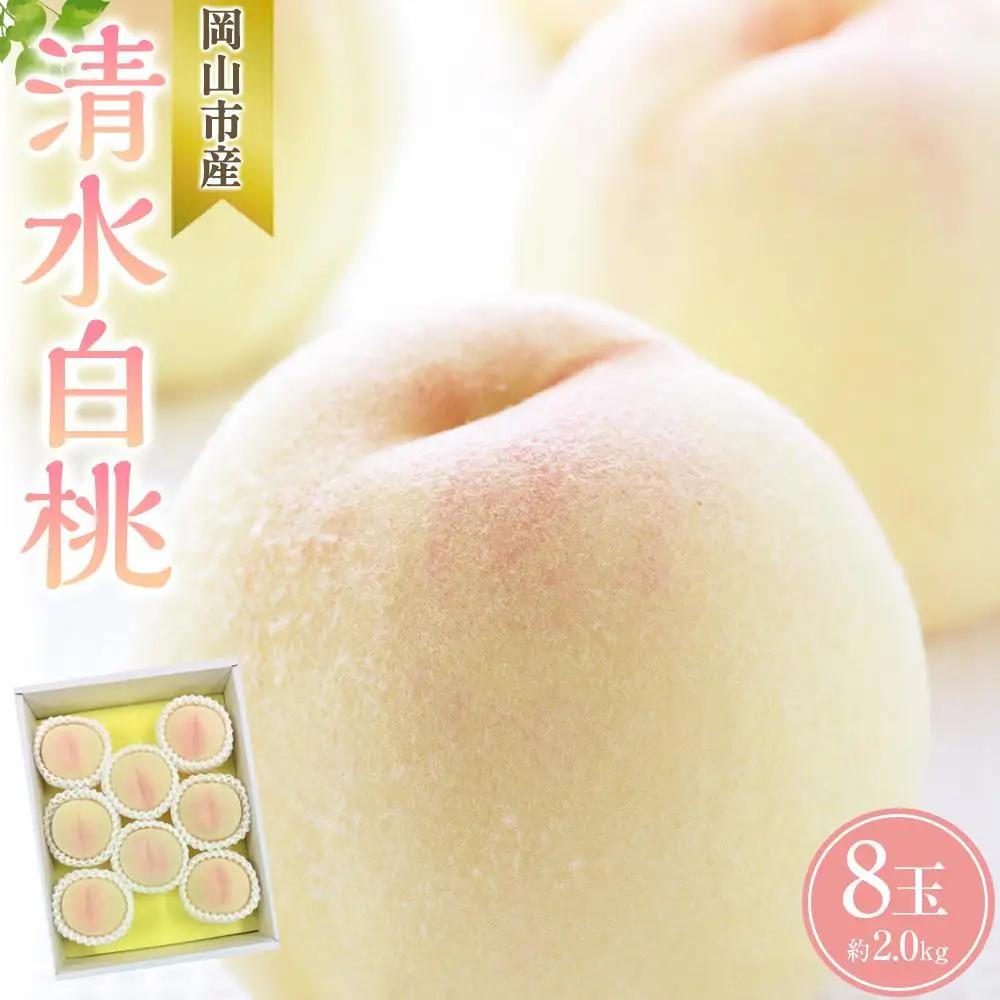 桃 2027年  清水 白桃 8玉 合計約2.0kg もも モモ 岡山市産 国産 フルーツ 果物 ギフト