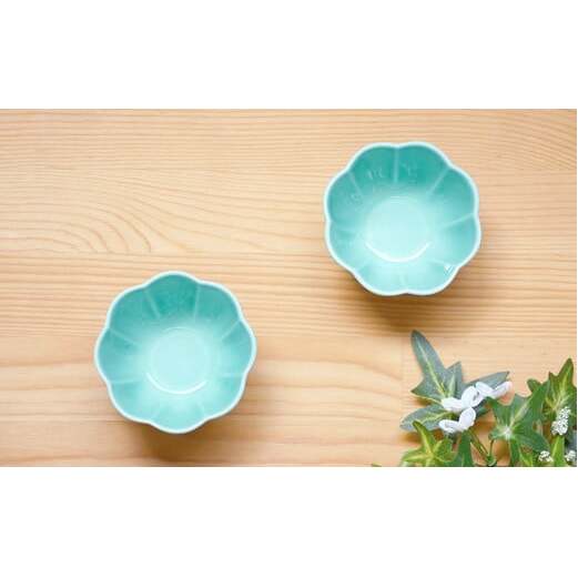 有田焼 世界一つよい器 ～花小付～ エメラルドグリーン 2個セット【匠 Takumi】 強化磁器 割れにくい ギフト プレゼント A10-264_イメージ3