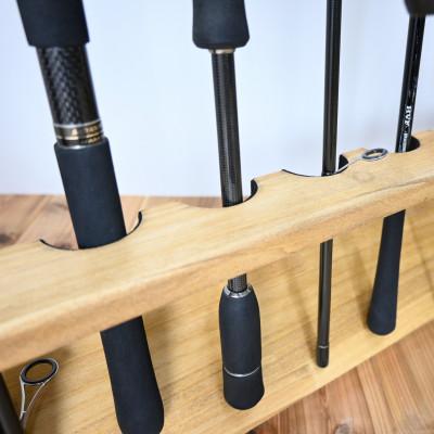 ふるさと納税 横手市 ロッドスタンド10本掛け+リールスタンド片面Mサイズ 【本体:ライトブラウン　フェルト:ブラック】 |  | 03