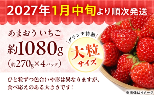 あまおう いちご 1080g（約270g×4パック）【2027年1月中旬より順次発送】《築上町》【株式会社HSP-テクノ】 いちご 苺 グランデ等級 果物 イチゴ [ABFG001]