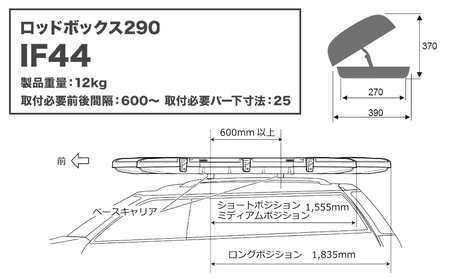 長さ調節可能 な ロッド 専用 ルーフ ボックス IF44BK 本体1セット他 株式会社カーメイト《7-14日以内に出荷予定(土日祝除く)》 茨城県 結城市 長さ 調節 ルーフボックス 最長 9ft 