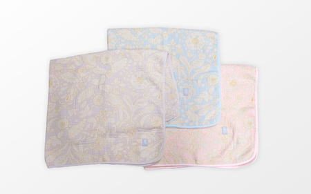 播州織　オリジナルガーゼ　花鳥柄ハーフケット　ブルー