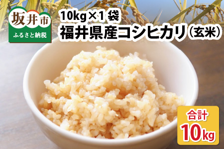 【先行予約】【令和8年産・新米】【玄米10kg×1袋】福井県産 コシヒカリ10kg 【2026年10月上旬以降順次発送】 [B-8918_02]
