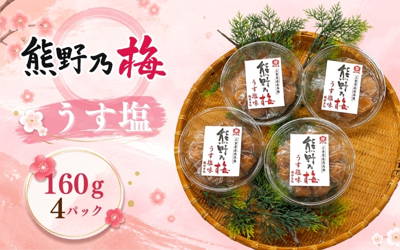 梅干し 熊野乃梅 「うす塩」 小分け 4パックセット 160g×4【snby0020】
