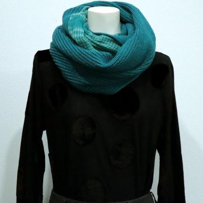 ふるさと納税 見附市 花柄ジャガードスヌード C/#ターコイズ |  | 03