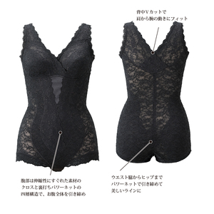 美・REINE オリジナル総レース ボディスーツ（ベージュ/3L）