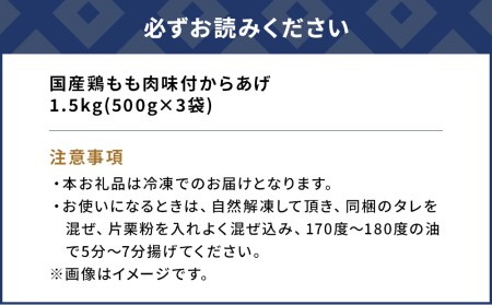 唐揚げ 500ｇ×3袋(合計1.5kg） からあげ屋 鳥いちのから揚げ 弁当 おかず お惣菜 大分県産 九州産 津久見市 国産【tsu000901】