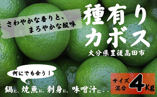 
種有りカボス4kg（サイズ混合）
