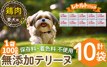 a1086-D ＜保存料・着色料 不使用＞愛犬用無添加テリーヌ レトルトパック 鶏テリーヌ10袋(1袋約100g・合計約1kg)【Nフードサービス】姶良市 鶏 テリーヌ 犬 ドッグ ペット フード エサ レトルト おやつ ごはん ご飯 間食 ご褒美