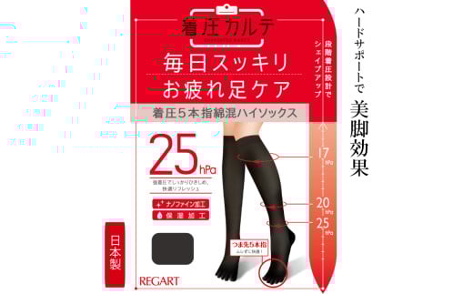【メディックピエドシリーズ】着圧5本指綿混ハイソックスSサイズ ブラック ソックス くつした 靴下 日用品 美容 着圧ソックス 生活用品 健康用品 健康グッズ スポーツ 旅行 トラベル