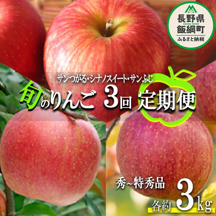 【ふるさと納税】 旬のりんご 【 定期便 】 秀 〜 特秀 3kg × 3回 マルハ農園 沖縄県への配送不可 令和7年度収穫分 エコファーマー認定 長野県 飯綱町 〔 信州 果物 フルーツ リンゴ 林檎 長野 36000円 予約 農家直送 〕発送期間：2025年9月上旬〜2025年12月下旬