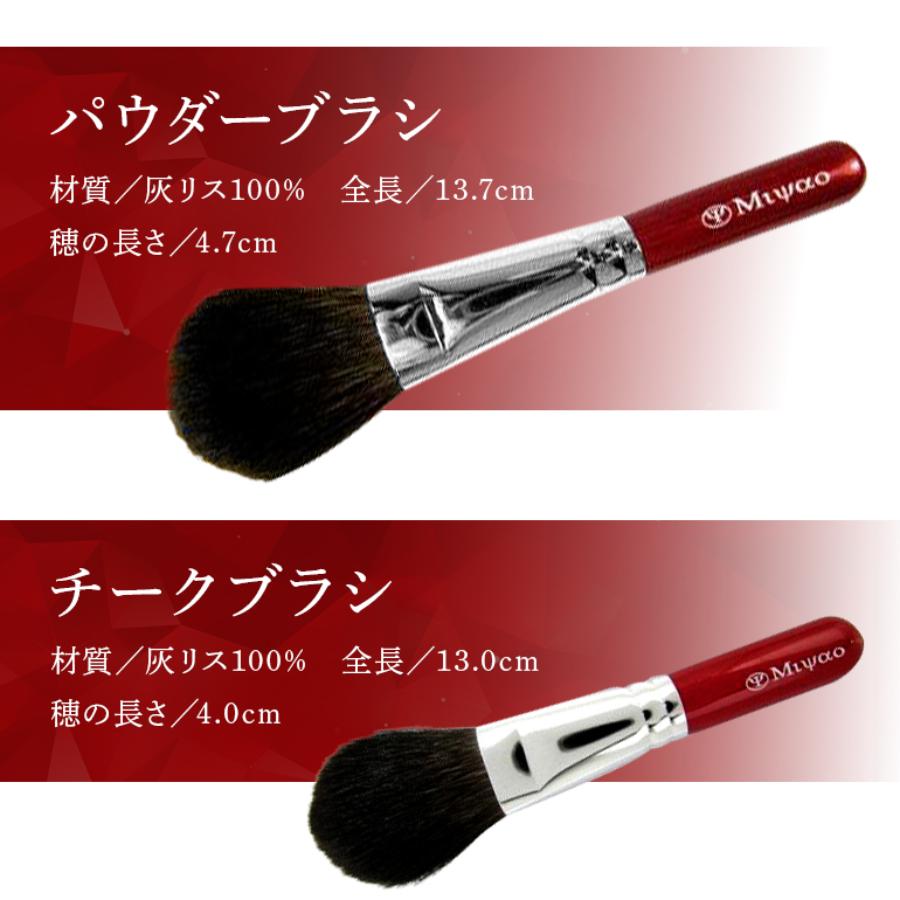 ＜癒しの熊野化粧筆宮尾＞熊野化粧筆　灰リス100%ブラシ レッドパール軸 2本セット(パウダー・チーク)BR-S-95