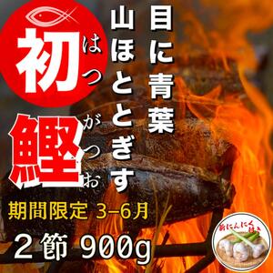 【四国一小さなまち】  ★数量限定★ 令和６年３月中旬発送開始 ≪ヤマシン≫ 初鰹のわら焼きタタキ ２節　※新にんにく１玉付き※