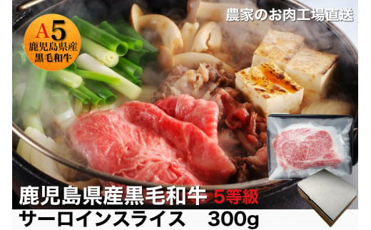 
鹿児島県産5等級黒毛和牛サーロインすき焼き・しゃぶしゃぶ300g(水迫畜産/010-545)23-GP6 国産 肉 牛 和牛 ステーキ しゃぶしゃぶ 鍋 すきやき 霜降り ギフト 贈答用 プレゼント 鹿児島 いぶすき
