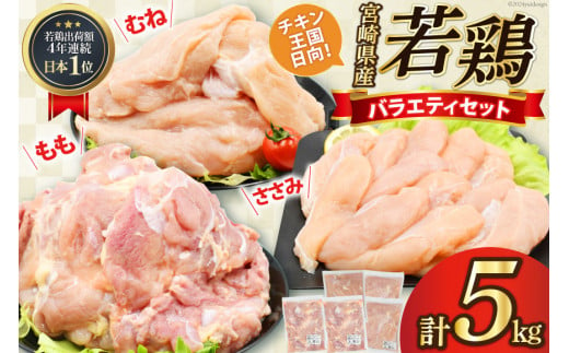 肉 鶏肉 鶏肉バラエティセット もも2kg むね2kg ささみ1kg 計5kg[アイフーズ 宮崎県 日向市 452060753] 冷凍 小分け モモ肉 もも肉 むね肉 ムネ肉 胸肉 ささみ ササミ