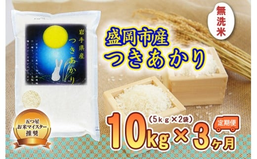 無洗米 定期便 3ヶ月 つきあかり 10kg 白米 米 お米 コメ お米マイスター お米マイスター厳選 3回 お楽しみ 岩手 岩手県 盛岡市
