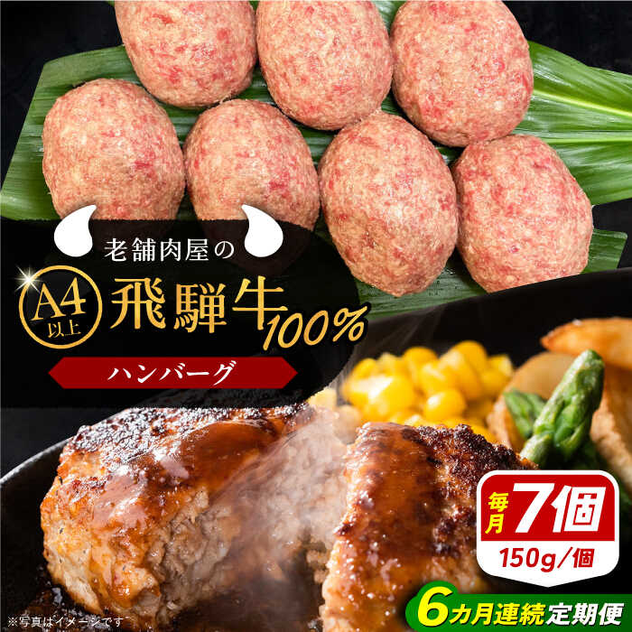 【ふるさと納税】【6回定期便】 牛肉 飛騨牛100% ハンバーグ7個 A5,A4ランク 特製笠置ゆず使用おろしポン酢付 和牛 国産 惣菜 肉 にく 牛肉 国産 和牛 産地直送 贈答用 ギフト ブランド牛 岐阜県産 人気 お取り寄せ /恵那市/岩島屋[AUAJ043]