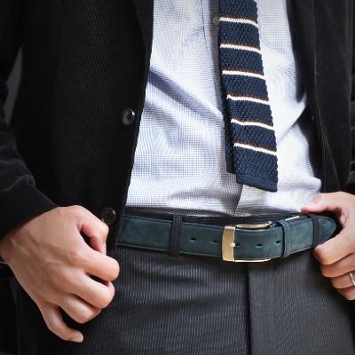 ふるさと納税 泉佐野市 本革(ヌバック)ベルト35mm幅 ネイビー tav0043 G2966 |  | 01