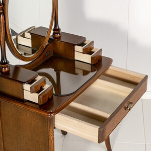 松永工房 Continue ドレッサー アルバ オフィシャル限定品 アンティークカラー クラシック エレガント インテリア アンティーク調家具 木製 鏡台 ミラー ねこ脚 ヘアメイク メイク コスメ 