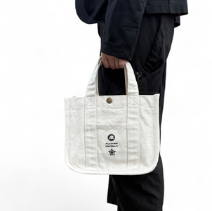 【アイボリー】水筒が倒れない仕切り帆布ミニトートバッグ  静岡県 牧之原市 REVOLLA