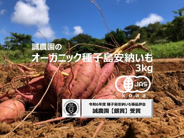 【先行予約】 種子島 産 オーガニック (有機) 種子島安納いも (誠農園) ３kg　NFN599 【250pt】 有機栽培 有機JAS認証 皮まで丸ごと 安納いも 安納芋 熟成 糖度 オーガニック 