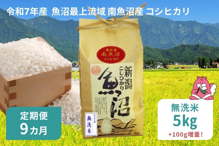 
            令和7年産 5kg 【9か月定期便】〈無洗米〉 魚沼最上流域 南魚沼産 コシヒカリ 精米したてのお米をお届け 【湯沢産 コシヒカリ】
          