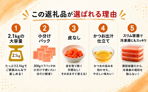 【2027年3月下旬発送・プラケースタイプ】ほぐし明太子 2.1kg（300g×7p）たらこ タラコ 明太子 めんたいこ 辛子明太子 個包装 ご飯のお供 