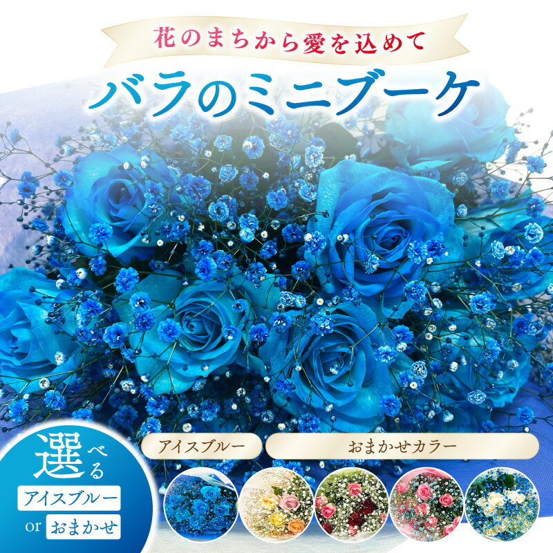 【ふるさと納税】花のまちから愛を込めて バラのミニブーケ バラ10本 アイスブルー おまかせ ふるさと納税 花 バラ 薔薇 ミニブーケ かすみ草 ギフト 贈り物