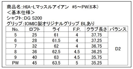 440BE04N.HIA-L マッスルアイアン 左用 #5～Pw(DG)