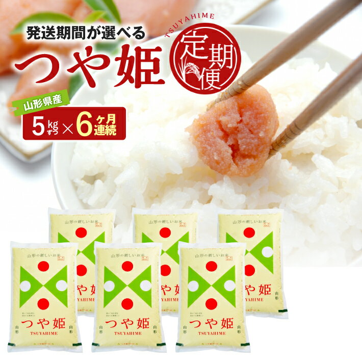 【ふるさと納税】≪6ヶ月定期便≫ 特別栽培米 つや姫 5kg×6ヶ月連続 計30kg 山形県産 ご希望期間の毎月中旬にお届け 精米 白米 庄内米 米 ごはん ご飯 酒田市 庄内 山形県 東北 農協 JA 定期便 6回