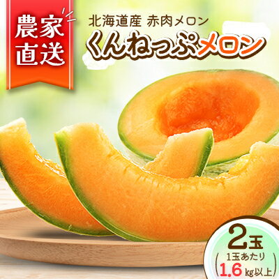 【ふるさと納税】【北海道産】赤肉メロン 「くんねっぷメロン」2玉 (1玉あたり1.6kg以上)〈農家直送〉【配送不可地域：離島・沖縄県】【1516196】