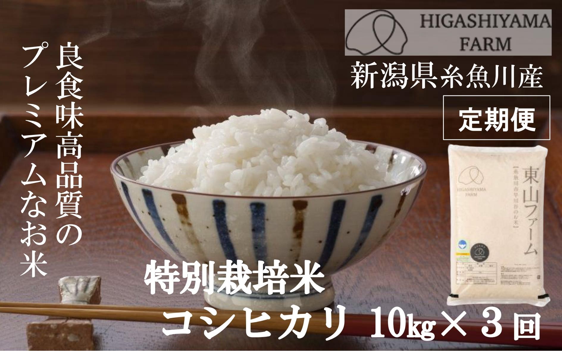 
                  令和8年産新米【定期便】コシヒカリ 10kg×3回 計30kg 新潟県糸魚川産 良食味高品質 安全安心なプレミアムなお米 特別栽培米 毎月お届け 今ずり米 こだわりの従来コシヒカリ 白米 農家直送 2026年産 東山ファーム【米 こしひかり お米 ご飯 ライス ふるさと納税米 ギフト おすすめ 人気 お弁当 おにぎり 3か月 3ケ月 3ヶ月 3カ月 10キロ 精米 食品】
                