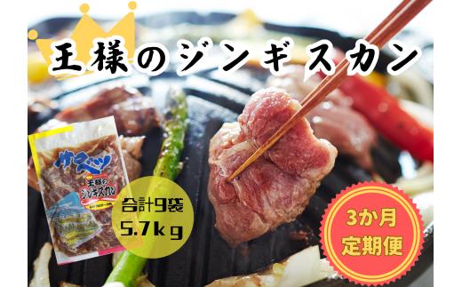 A-10 焼肉ジンギスカンセット3　定期便3か月連続お届け【肉厚 計9袋 5.7kg】