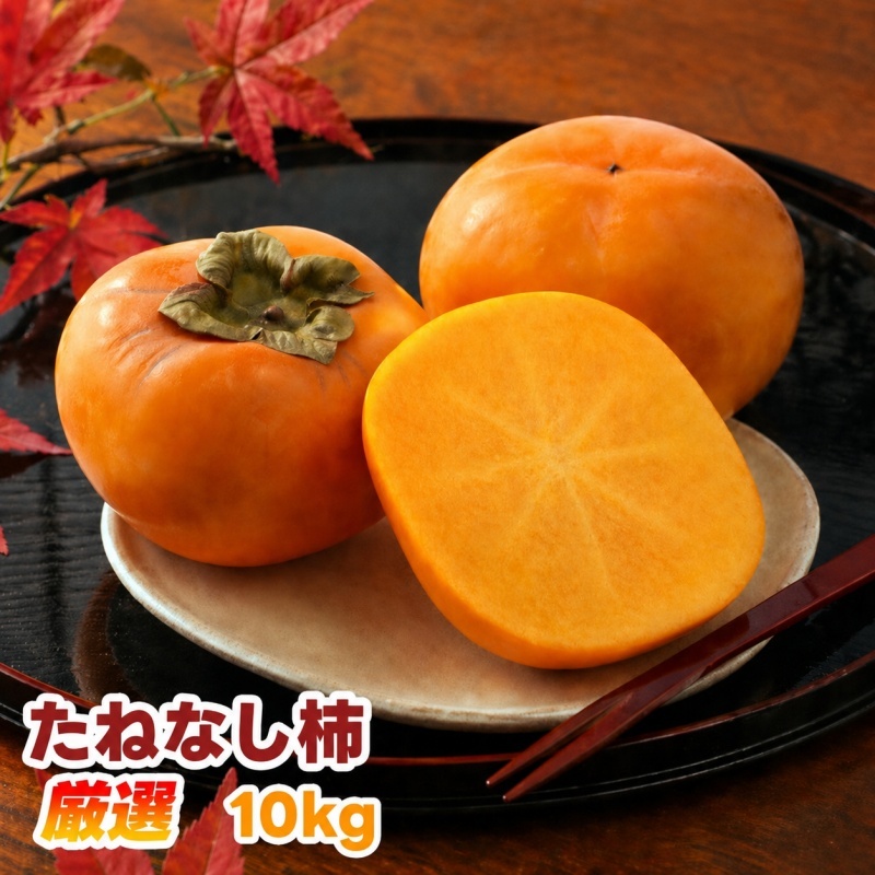 たねなし柿 10kg 厳選 / 柿 刀根早生 平核無柿 富有柿 ※2026年9月下旬から11月上旬に順次発送 ※北海道・沖縄・離島への配送不可  【ikd504-p-10A】