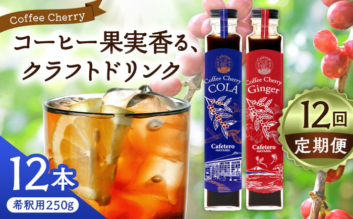 
                  【全12回定期便】カフェテーロ葉山　コーヒーチェリーコーラ 6本 コーヒーチェリージンジャー 6本/ コーラ エナジードリンク 酸味 コーヒー  神奈川県 葉山町 クラフトコーラ 天然 ドリンク 炭酸【合同会社エンディレクト】 [ASBM021]
                