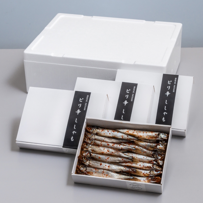 ピリ辛ししゃも 1.68kg (420g×4箱）国内で味付け加工　ご飯のおかず・お茶漬けにも合うと評判！ マル伊水産 株式会社羽根_イメージ3