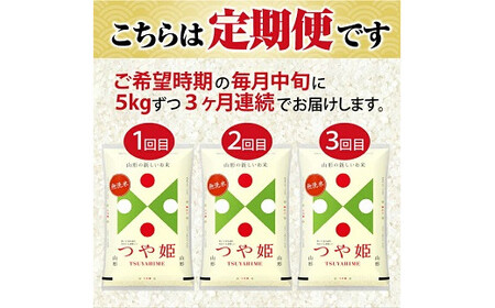 1384T04　【定期便】無洗米つや姫 5kg×3ヶ月連続 計15kg(4月～6月)