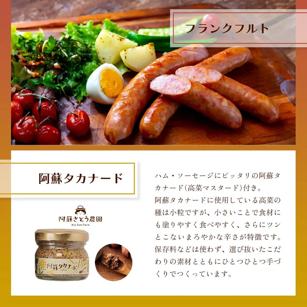 【阿蘇のソーセージ詰め合わせ(高菜マスタード付）】ひばり工房 ハム フランクフルト ウインナー ウインナーソーセージ マスタード 高菜マスタード タカナード SUFFA 金賞受賞 阿蘇さとう農園