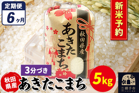 《令和7年産 新米受付》《定期便6ヶ月》あきたこまち 5kg×1袋【3分づき】秋田県産 こまちライン