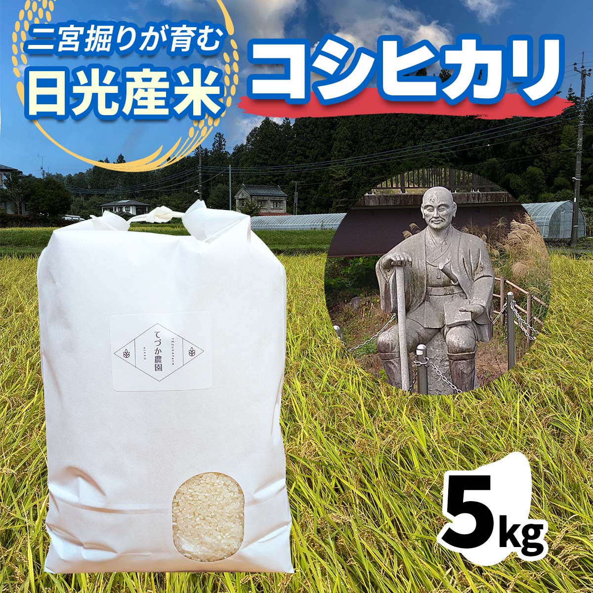 【ふるさと納税】[令和7年度米 新米] 日光産 コシヒカリ 5kg×1《二宮掘りが育む日光産米》｜てづか農園 数量限定 2025年度米 こしひかり お米 ごはん 白米 精米 国産 産地直送 日光市産 栃木県産 [0840]