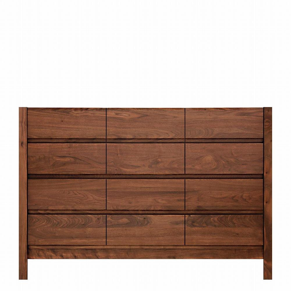 
            チェスト タンス 幅122 4段 奥行44 ウォールナット 無垢 桐たんす 箪笥 脚付き 木製 婚礼 衣類収納 大川家具 丸田木工 シーズ
          