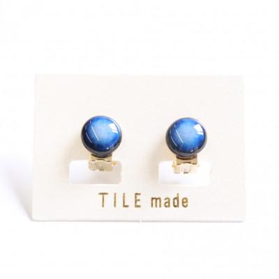 ふるさと納税 瑞浪市 【美濃焼】青むらタイルイヤリング(直径10mm)