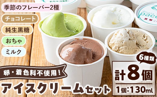 
            No.314 paceのアイスクリームセット！(計8個・6種) アイス アイスクリーム ジェラート ミルク お茶 チョコレート 黒糖 季節 フレーバー 冷凍 詰め合わせ 詰合せ セット デザート スイーツ おやつ 贈答 ギフト 【内ファーム ジェラート工房pace】
          
