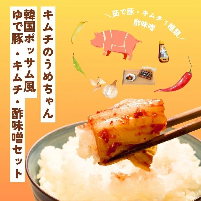 韓国ポッサム風 ゆで豚・キムチ・酢味噌 セット キムチのうめちゃん 手作り 本場の味 発酵食品 韓国 奈良県 奈良市 なら 7-213
